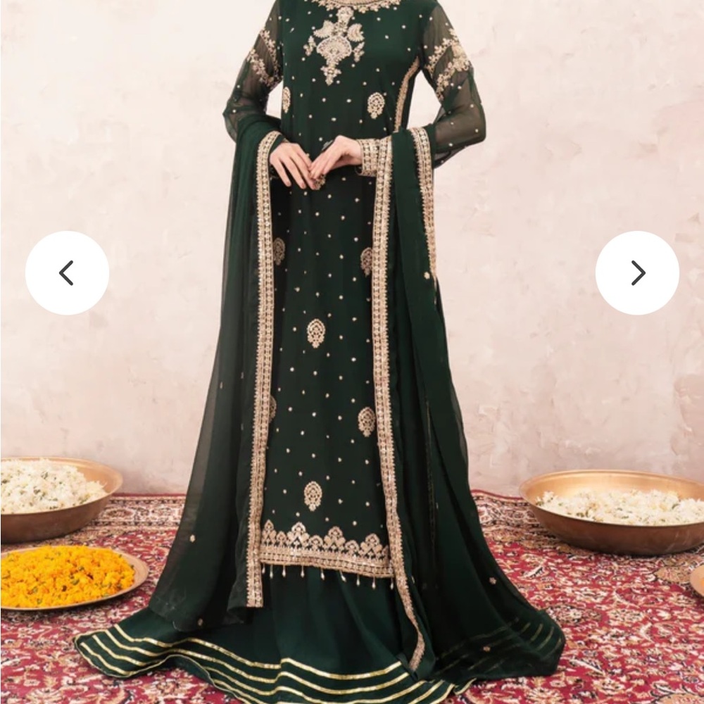 Pakistani Indian Bollywood gown with gharara skirt